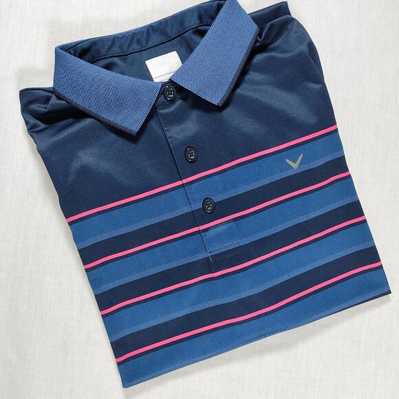 Callaway Other - Callaway Men's Large Striped Opti-Dri Golf Short Sleeve Polo Shirt